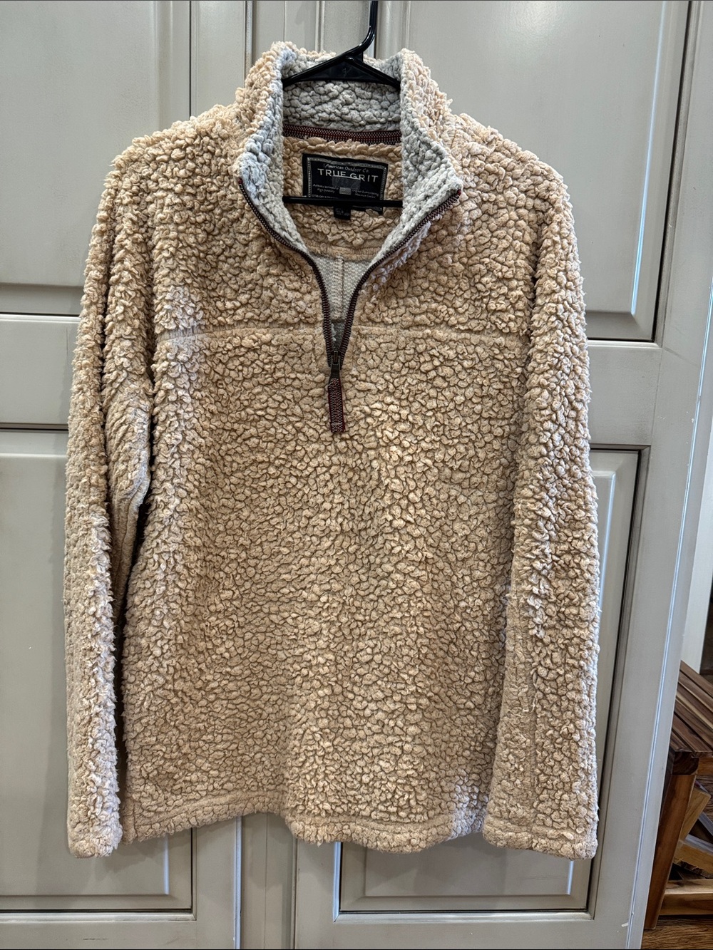 True Grit Men's Beige Sherpa Half-Zip Pullover